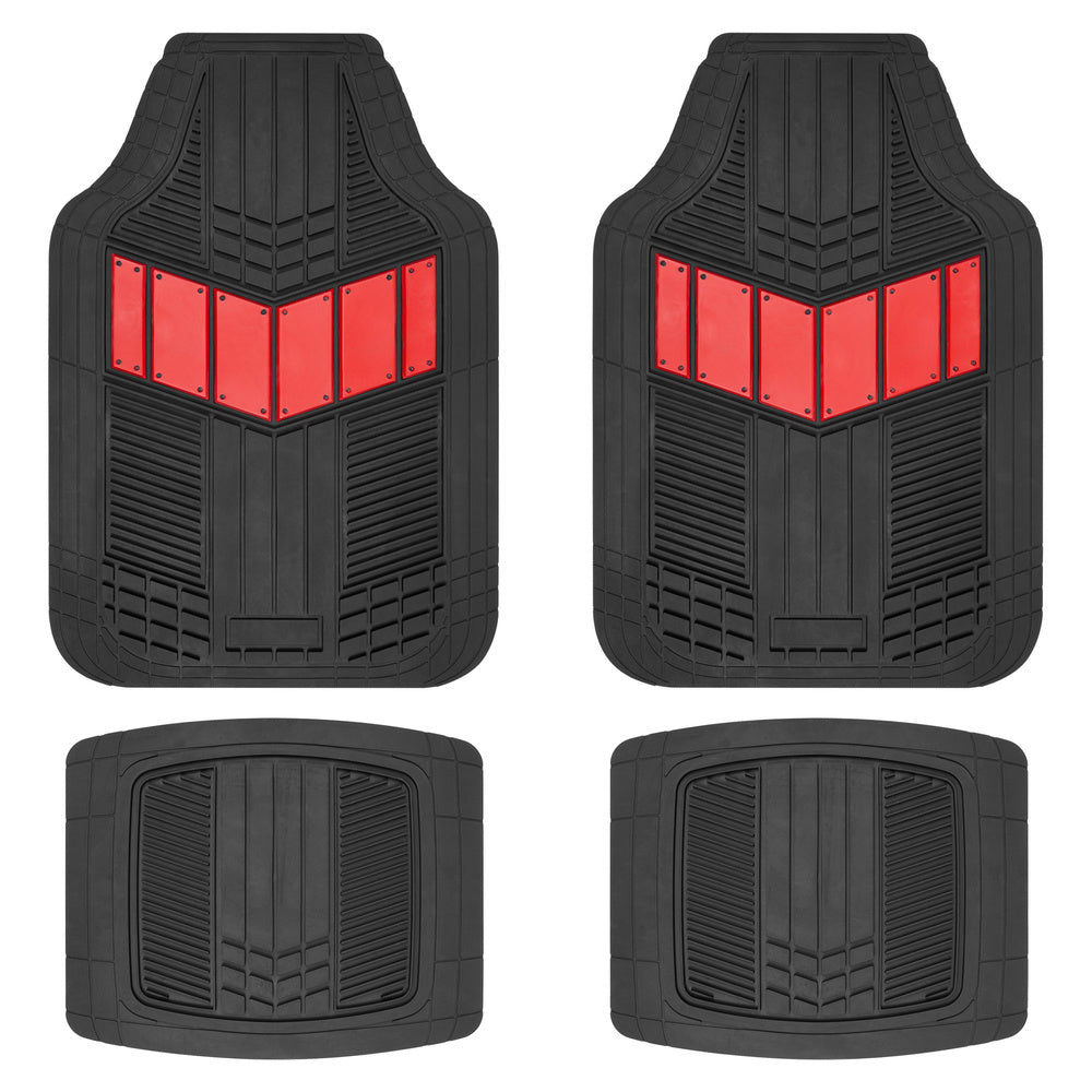 MotorTrend 4-Piece DualFlex Deep Drainage Kanäle Vorderbodenmatten und Hinterbodenmatten - Heavy Duty, All Weather, Trimmen Sie, um zu passen