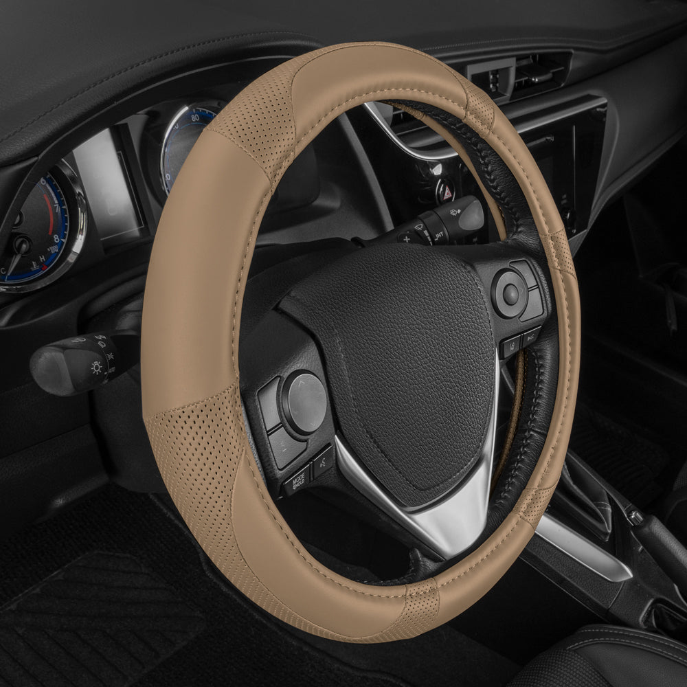 MotorTrend Soft Touch Perforierte Mikrofaser-Lenkradabdeckung (Fits 14.5' - 15.5')