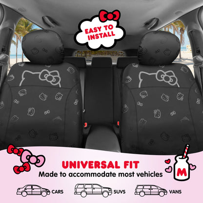Hello Kitty Car Seat Covers - Cute Front Seat Covers, PU Ledersitz Abdeckungen für Autos, SUV, Van, Trucks, Hello Kitty Car Zubehör 2pc Schwarz