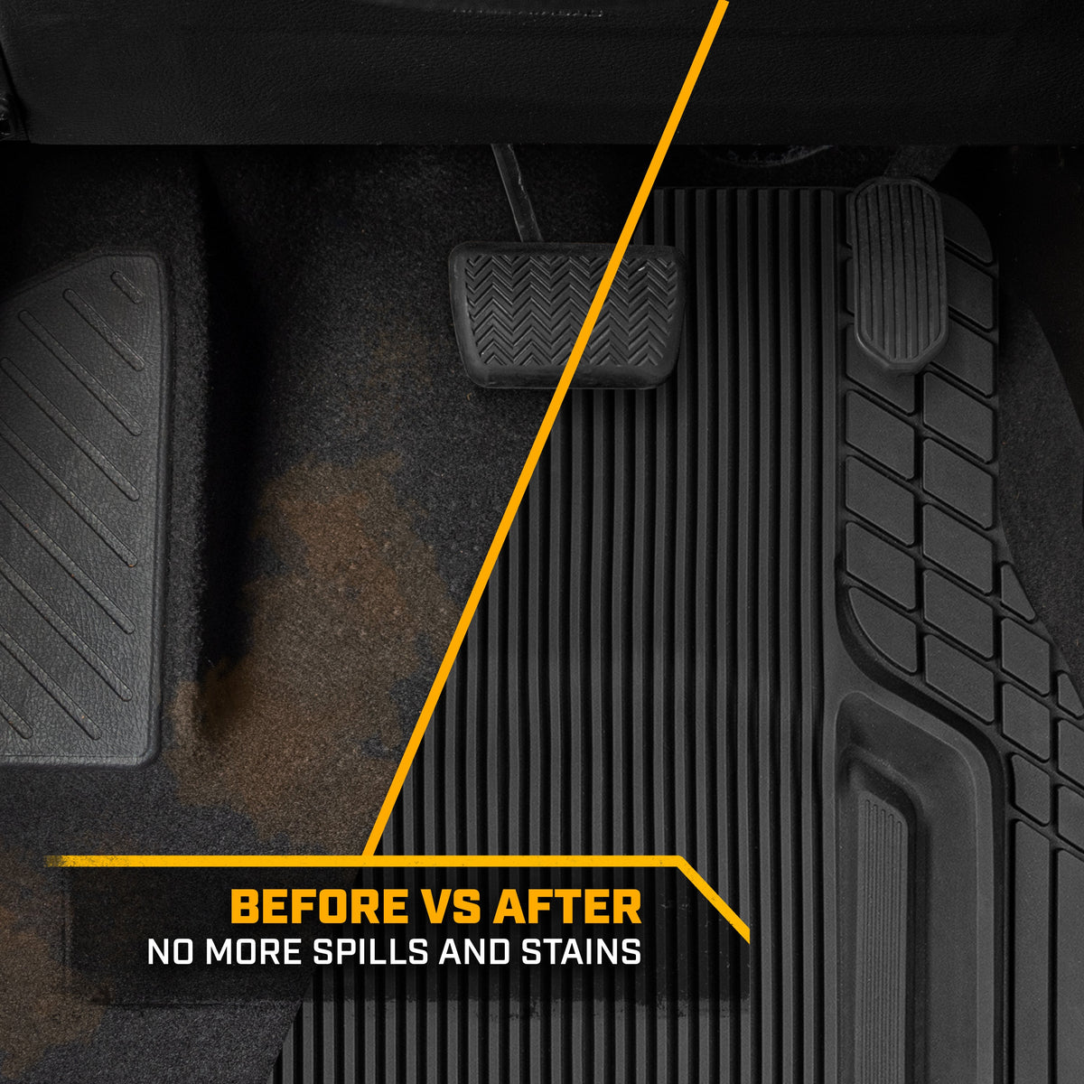 Cat® ToughLinerTM Universal Car Floor Matts für LKW SUV Limousine - Heavy Duty Trim für alle Wetterschutz - Flexible Gummiboden Liners - Front Rear Black Automotive Mats