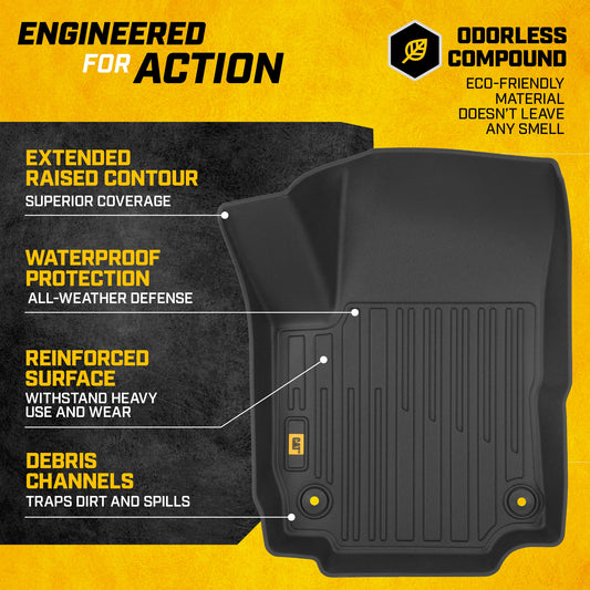CAT® JustFitTM 3D Custom Fit Fußbodenmatten für Chevy Equinox GMC Terrain 2019 2020 2022 2023 2024 - Heavy Duty Floor Liner Protection Laser gemessen, Chevy Equinox Zubehör, GMC Terrain Zubehör Car Liner