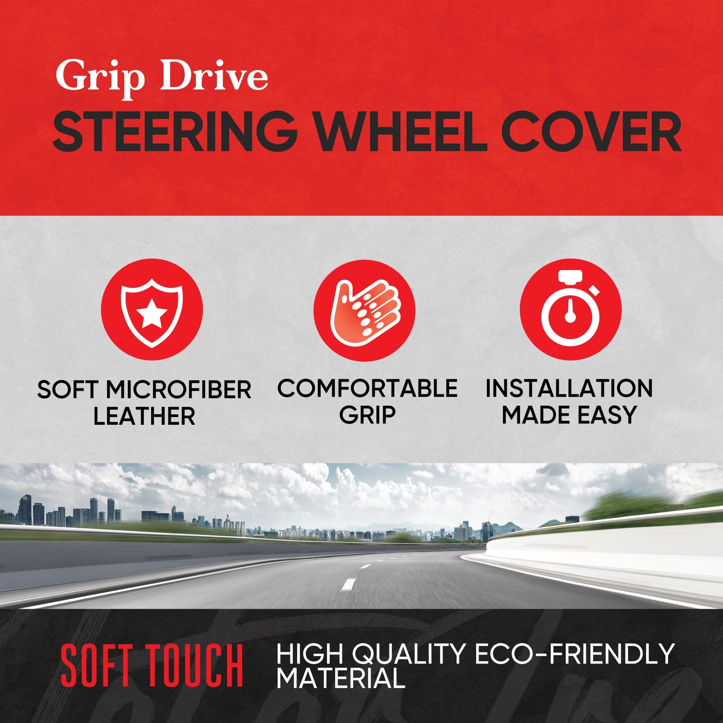 MotorTrend GripDrive Carbonfaser weben Ergonomic Grip Lenkrad Abdeckung (Fits 14.5' - 15.5')