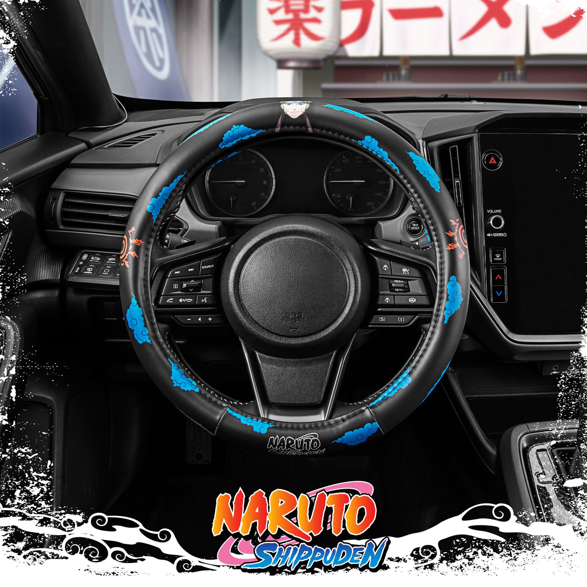 Naruto Shippuden Car Lenkrad Abdeckung, 15 Zoll Anime Lenkrad Abdeckung, gepolsterte Soft Comfortable Cover Anime Car Zubehör für Männer Frauen, Kumogakure