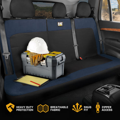 Cat Flexfit Blue & Black Rücksitz Abdeckung für Auto - Langlebige Canvas & Mesh Design 60/40 Split Bench Protector für Autos, LKW & SUVs - Rücksitz Abdeckung für Rücksitz Bench - Interieur Car Zubehör