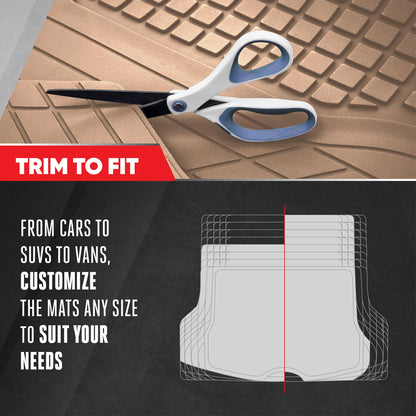 MotorTrend FlexTough Square Groove Trunk / Cargo Liner Mat - Heavy Duty, All Weather, Trim to Fit (54' x 37')