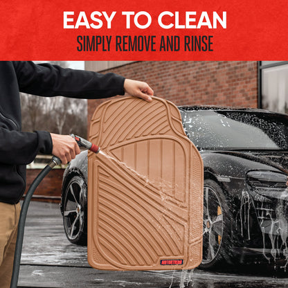 MotorTrend 3-Stück FlexTough Performance Deep Channel Front Floor Matts und Rear Floor Mat - Heavy Duty, All Weather, Trimm to Fit