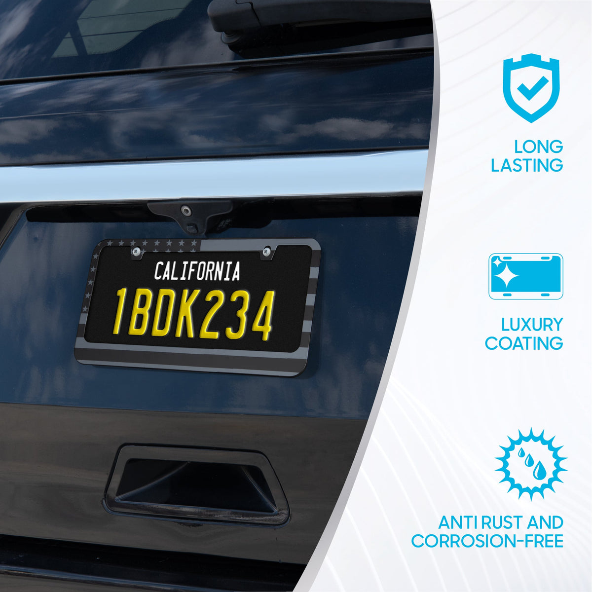 Rostbeständiges verchromtes Die-Cast-Edelmetall-Lizenzplattenrahmen / -halter Universalgröße - Blank Metal Design (Paket von 2)