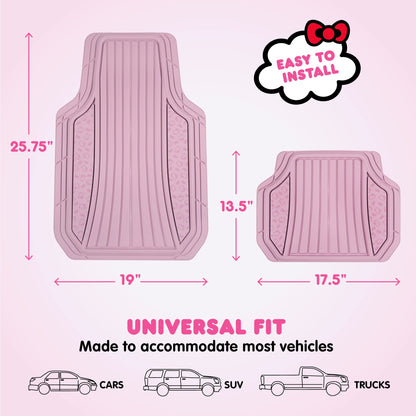 Hello Kitty Car Mats 4pc Bodenmatten für Autos Trucks SUVs Pink Car Bodenmatten für Damen Männer Zubehör Gummi Heavy Duty Niedlich niedlich, immer vorne hinten Hallo Kitty Car Zubehör Pink / Pink
