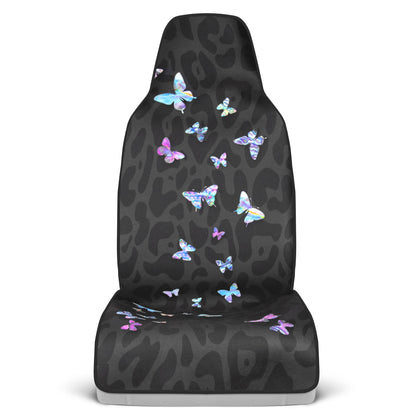 Carbella 2-Pack Bunte Schmetterlinge mit schwarzen Leoparden-Hintergrund Vordersitzbezüge