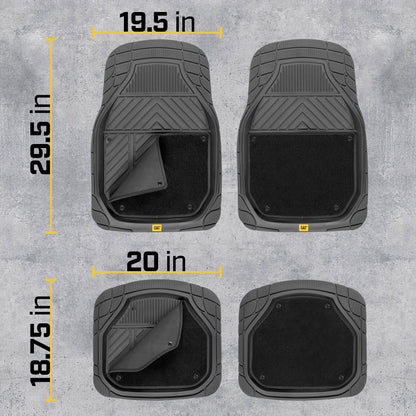 CAT 4-Stück abnehmbare Teppichtiefschalen Vorderbodenmatten und hintere Bodenmatten - Heavy Duty, All Weather, Trimmen, um zu passen