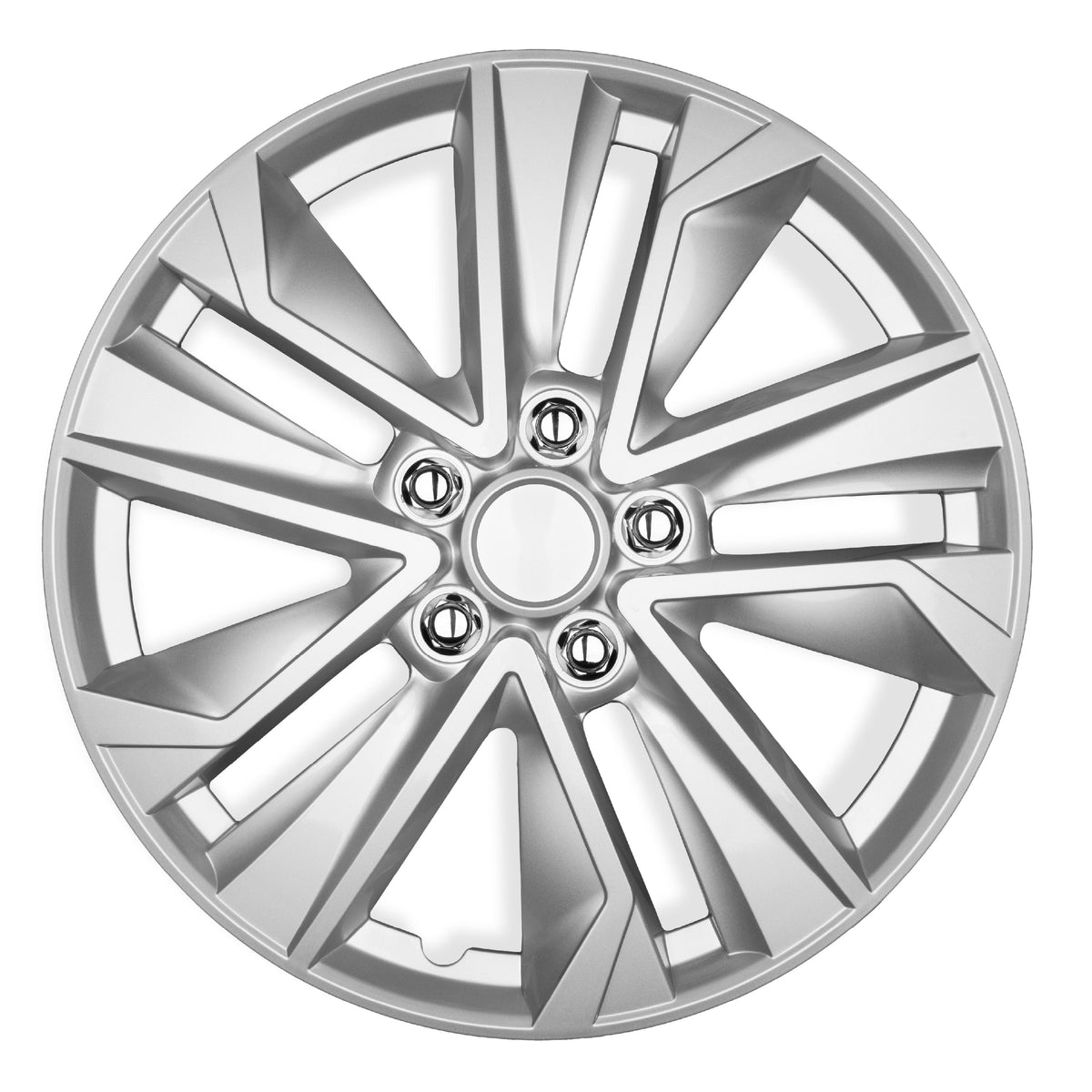 BDK 40,6 cm Hubcaps Set von 4 - OEM Ersatz Snap-On Wheel Rim Covers - Universal Fit Car Wheel Cover für Autos, LKW, SUV, Vans langlebig ABS Silber 10-Spoke Hub-Cap Car Zubehör Außen