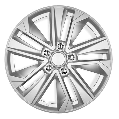 BDK 40,6 cm Hubcaps Set von 4 - OEM Ersatz Snap-On Wheel Rim Covers - Universal Fit Car Wheel Cover für Autos, LKW, SUV, Vans langlebig ABS Silber 10-Spoke Hub-Cap Car Zubehör Außen