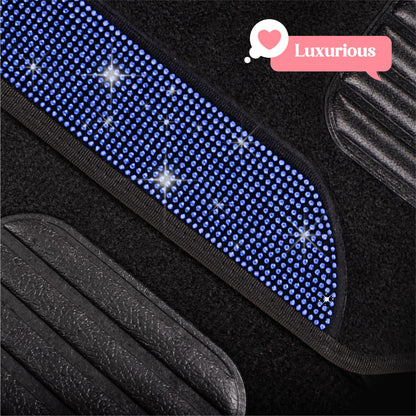 Carbella 4-Piece Diamond Bling Vorderbodenmatten und Hinterbodenmatten - Blau