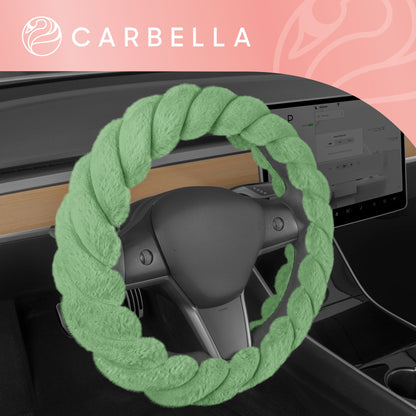 Carbella Twisted Plüsch Pelz Lenkrad Abdeckung (Fits 14.5' - 15.5')