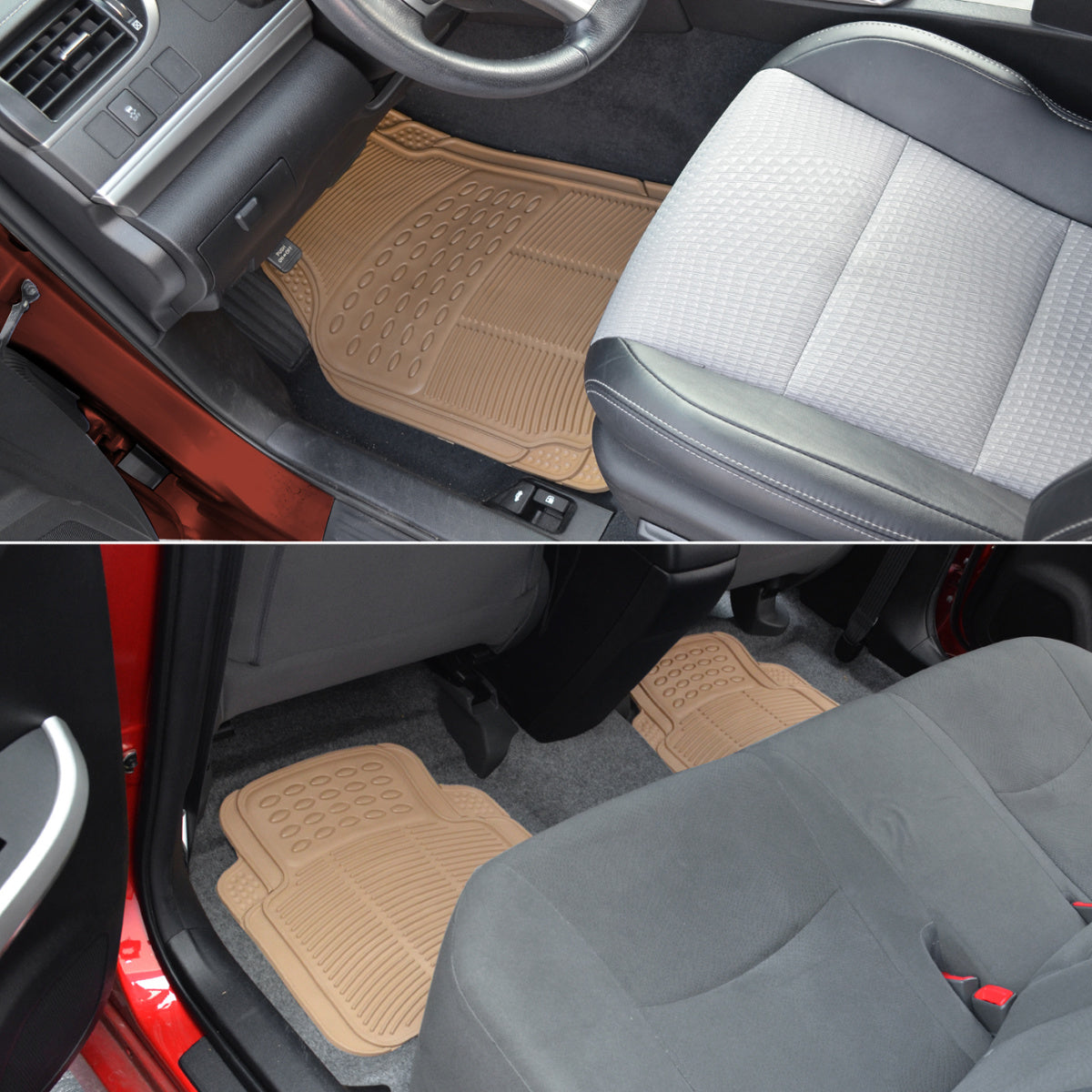 BDK 4-Piece Cushioned Grip Pad Vorderbodenmatten und hintere Bodenmatten - Heavy Duty, All Weather, Trimmen Sie, um zu passen