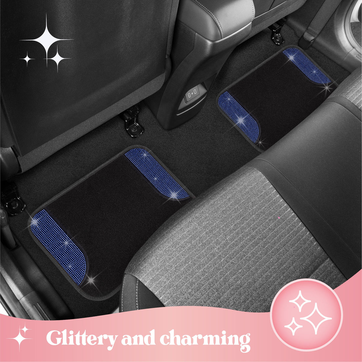 Carbella 4-Piece Diamond Bling Vorderbodenmatten und Hinterbodenmatten - Blau
