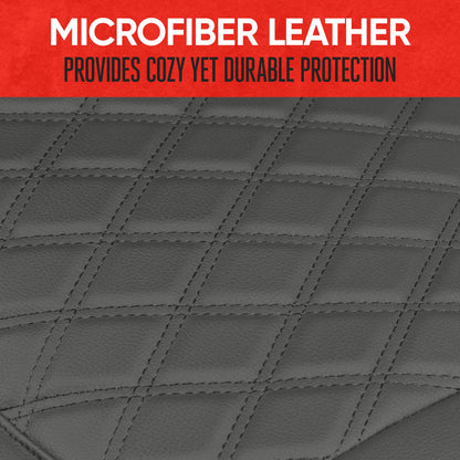 MotorTrend 2-Pack gepolsterte Faux Leather Diamond Nähte Sitzbezüge mit Front Storage Taschen