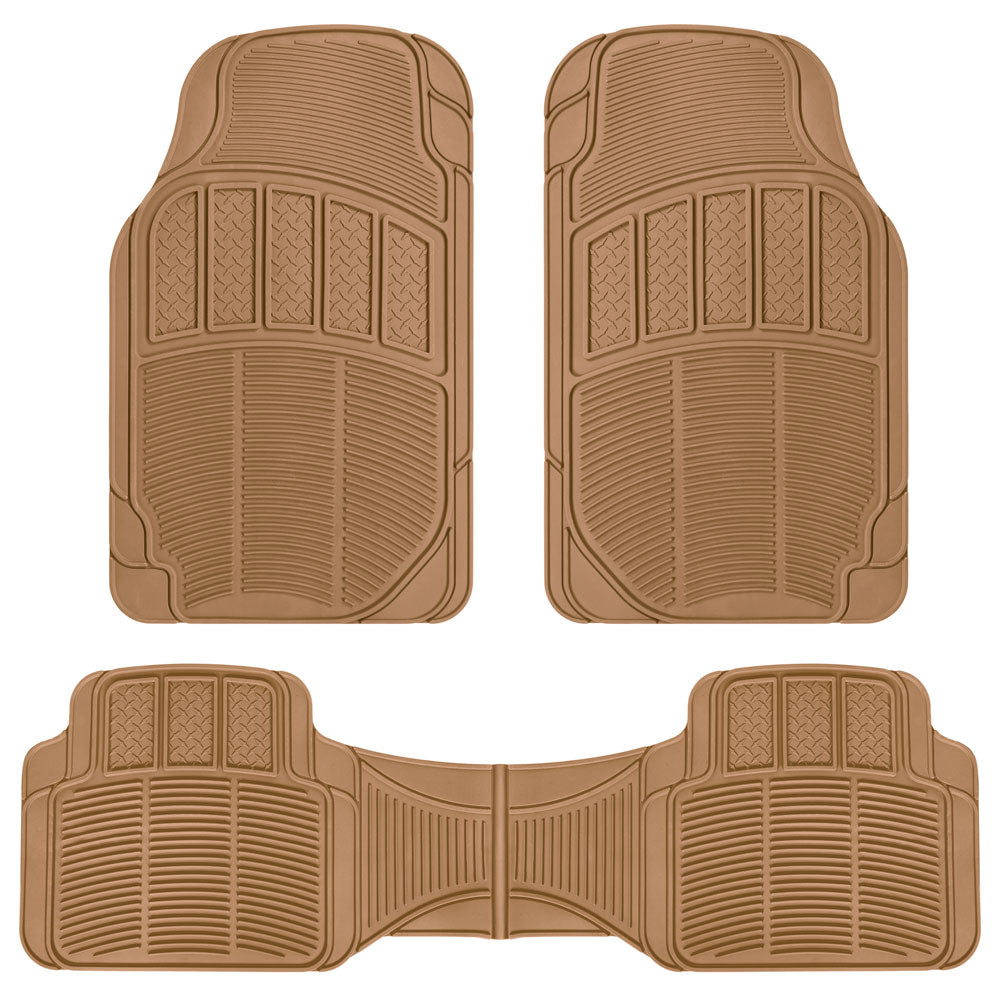 BDK 3-Piece Square Heel Pads Vorderbodenmatten und Hinterbodenmatten - Heavy Duty, All Weather, Trimmen Sie, um zu passen