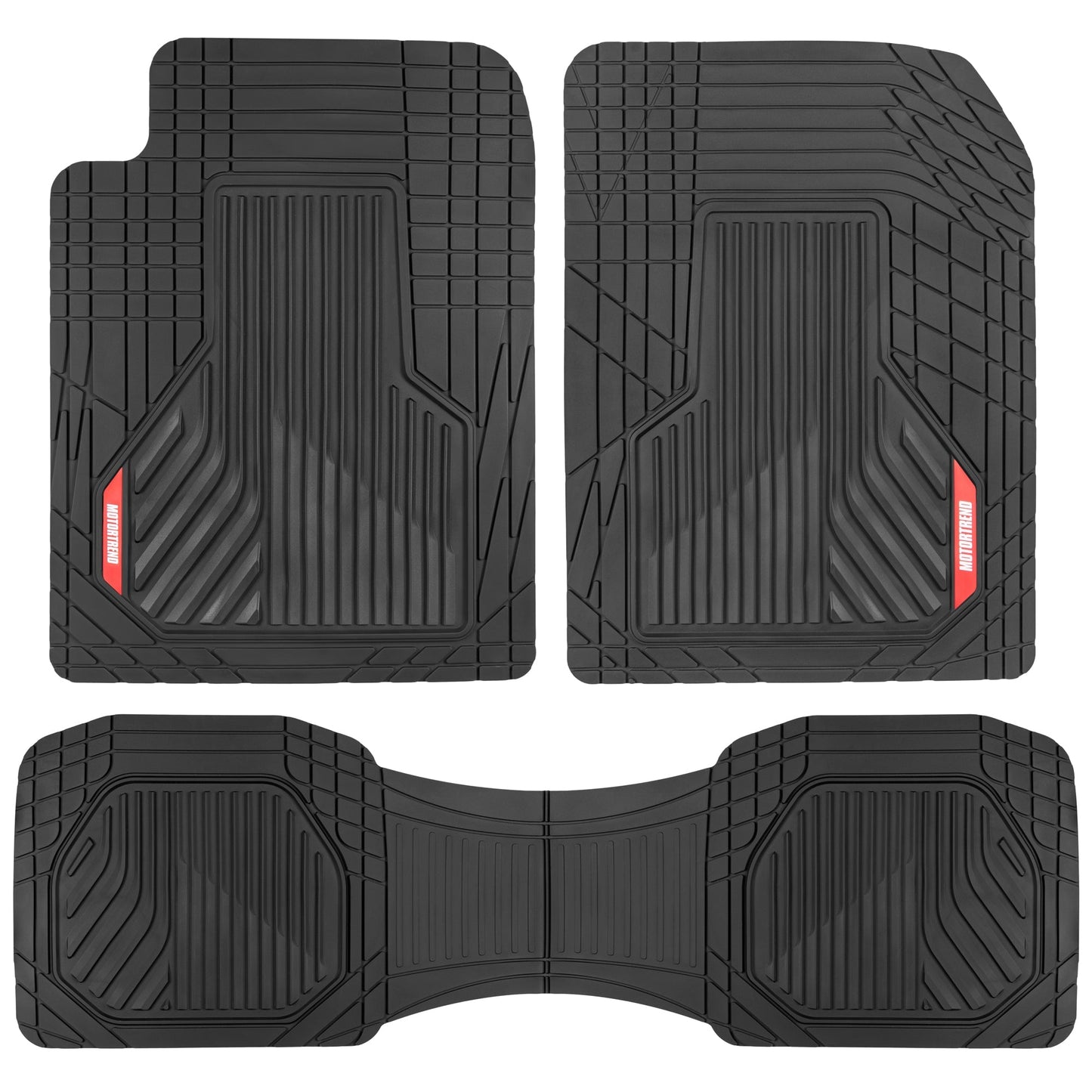 MotorTrend 3-Piece Raised Ridge Multi-Channel Front Floor Matts und Rear Floor Mat - Heavy Duty, All Weather, Trim to Fit