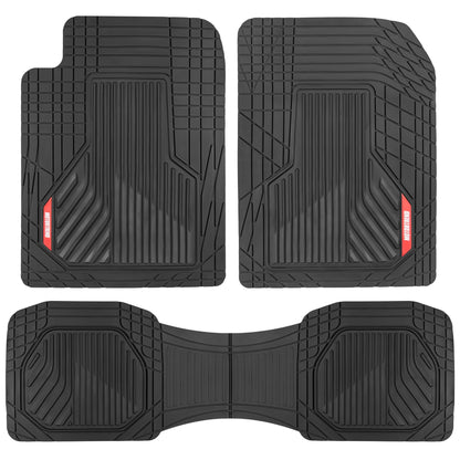 MotorTrend 3-Piece Raised Ridge Multi-Channel Front Floor Matts und Rear Floor Mat - Heavy Duty, All Weather, Trim to Fit