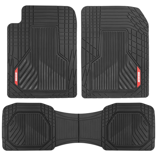 MotorTrend 3-Piece Raised Ridge Multi-Channel Front Floor Matts und Rear Floor Mat - Heavy Duty, All Weather, Trim to Fit