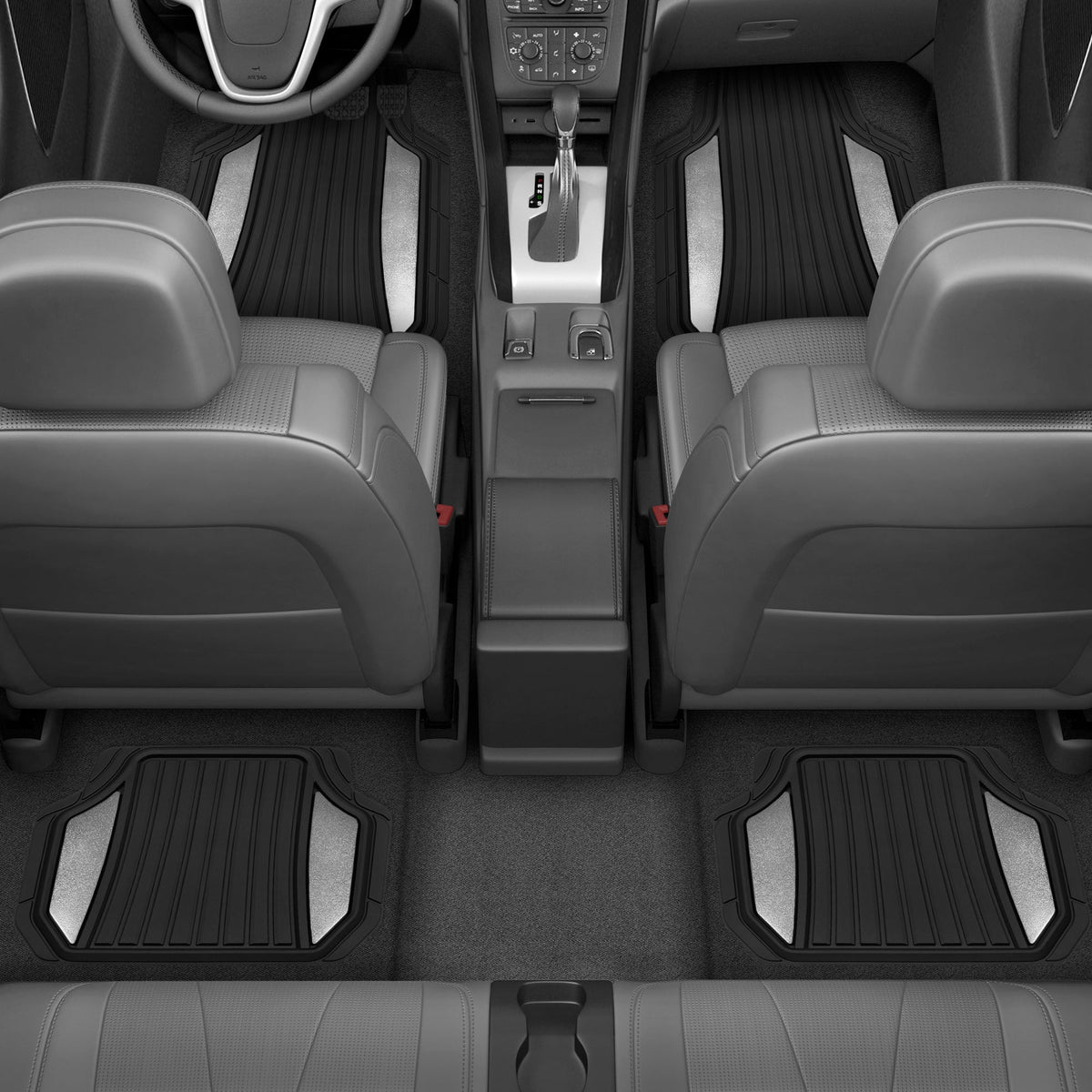 MotorTrend 4-Piece Shield Zwei-Tone Gloss Vorderbodenmatten und Hinterbodenmatten - Heavy Duty, All Weather, Trimmen Sie, um zu passen