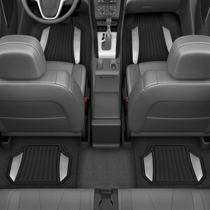 MotorTrend 4-Piece Shield Zwei-Tone Gloss Vorderbodenmatten und Hinterbodenmatten - Heavy Duty, All Weather, Trimmen Sie, um zu passen