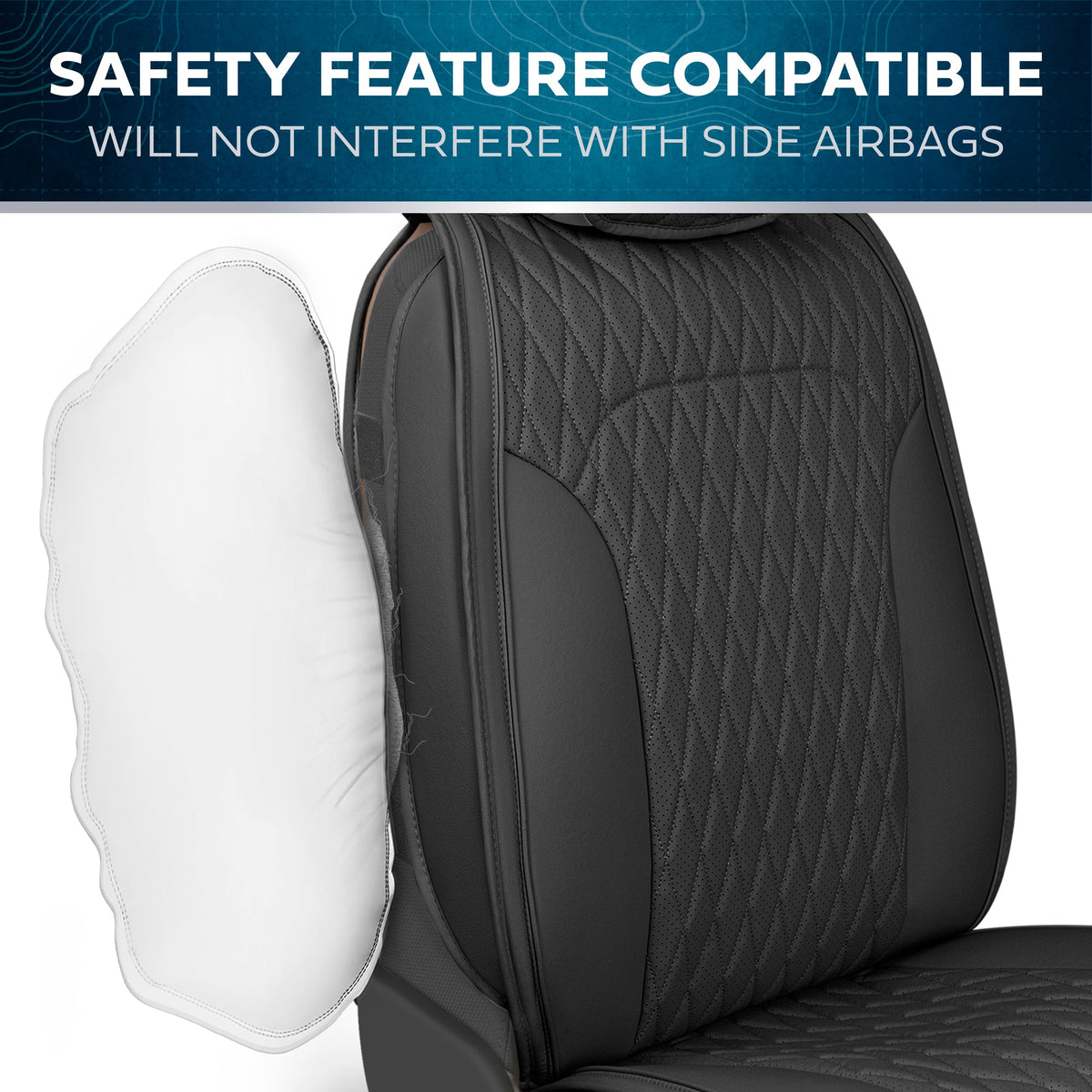 Car Seat Covers - DiamondLux Edition Premium Faux Leather Seat Protectors - Doppelkreuz-Nähte gepolsterte Automobilzubehör für LKW, SUVs, Autos - Front Seat Set
