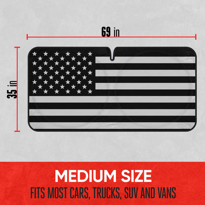 MotorTrend USA Black American Flag Front Windschutzscheibe Sonnenschirm - Groß (69' x 35')