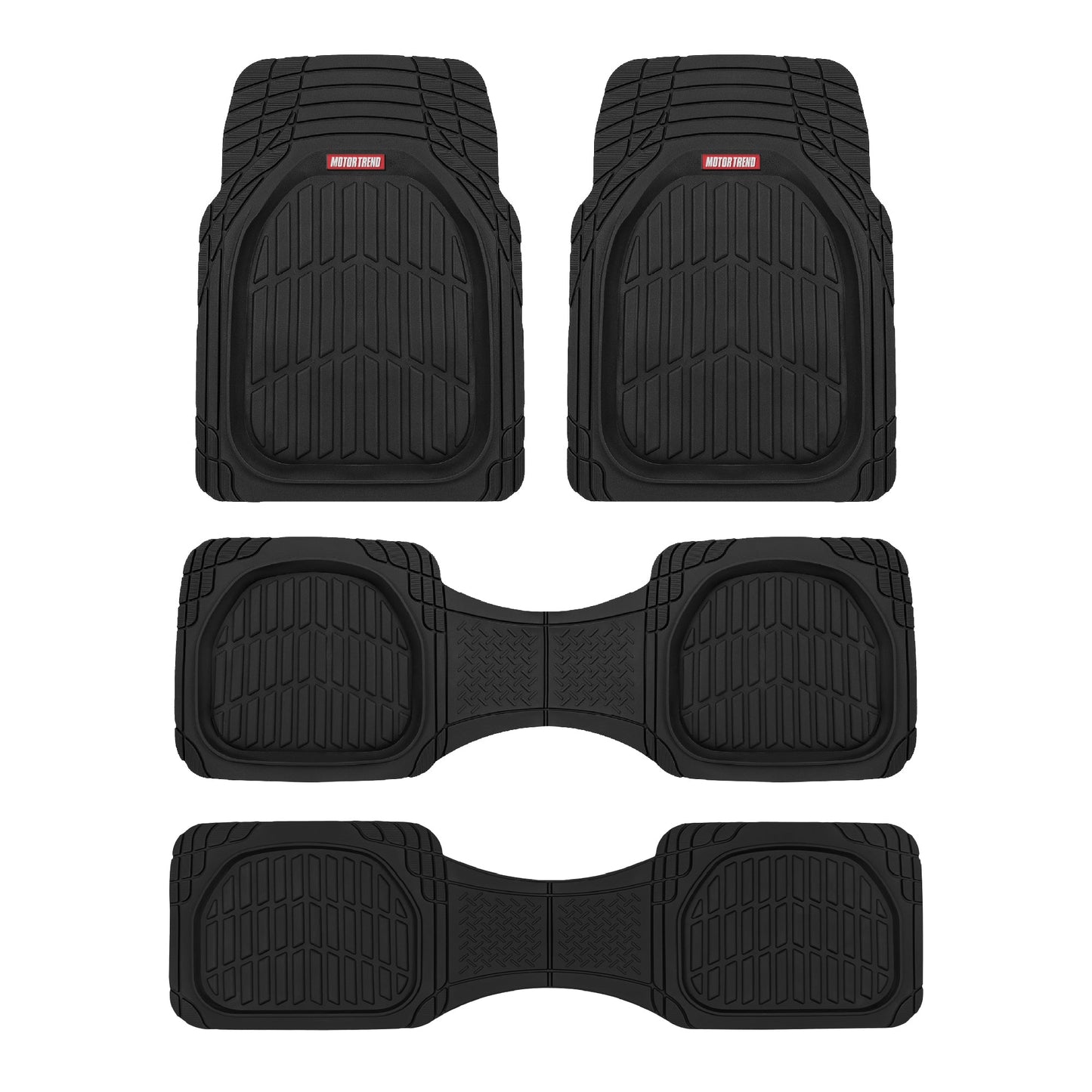 MotorTrend 4-Piece 3-Rows FlexTough Deep Dish Vorderbodenmatten, Mittelbodenmatten und Hinterbodenmatte