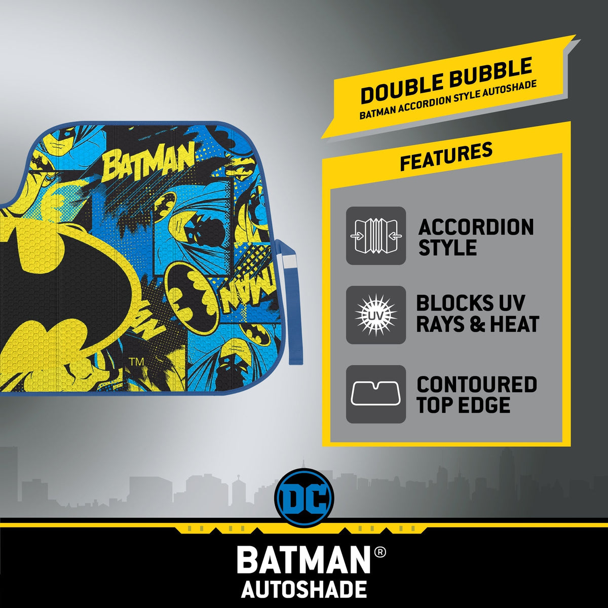 Warner Bros DC Comics Batman Front Windschutzscheibe Sonnenschirm (58' x 27')