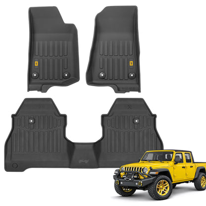Cat® JustFitTM 3D-Bodenmatten für Jeep Gladiator (JL) 2020-2026, All Weather Custom Fit Jeep Gladiator Bodeneinkleidungen mit erweitertem Abdeckungsdesign, Jeep Gladiator Autobodenmatten (Full Set Front & Rear)