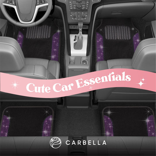 Carbella 4-Piece Diamond Bling Vorderbodenmatten und Hinterbodenmatten - Purpur