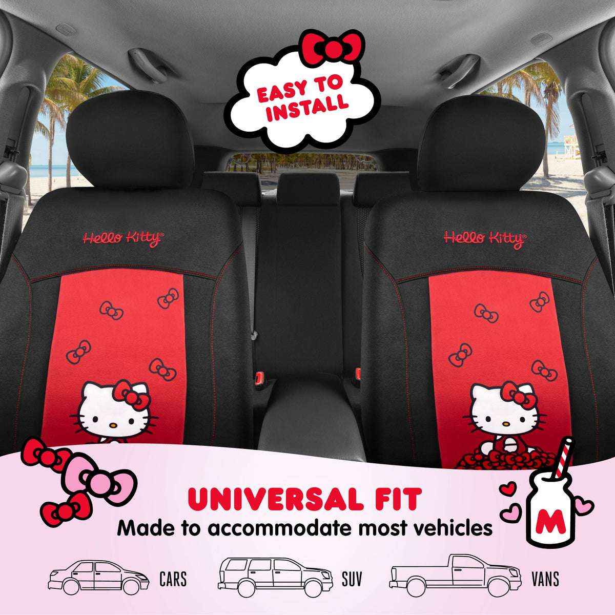 Carbella Offizielle Hello Kitty 2-Pack Vordersitz Abdeckungen