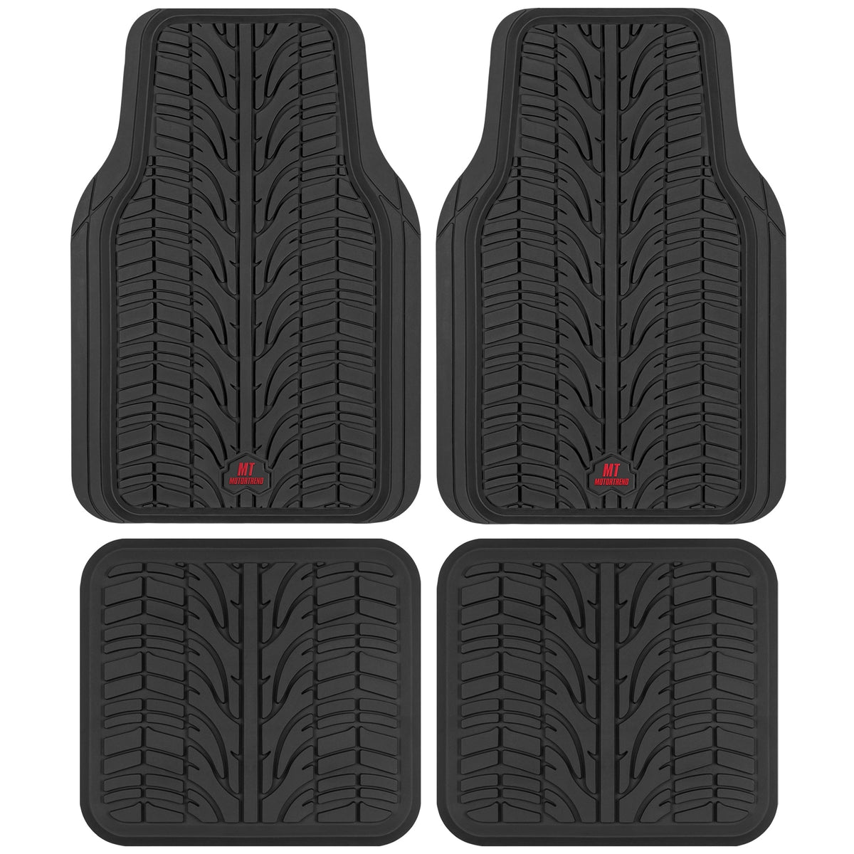 MotorTrend 4-Piece Grand Prix Reifenlaufflächen-Frontbodenmatten und Hinterbodenmatten - Heavy Duty, All Weather, Trimm to Fit