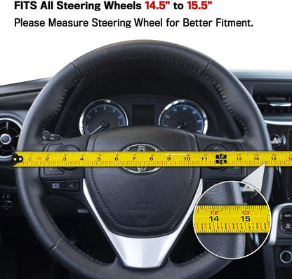MotorTrend gepunktete Polyester Comfort Grip Lenkradabdeckung (Fits 14.5' - 15.5')