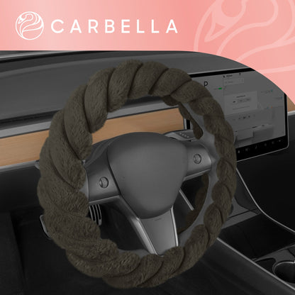 Carbella Twisted Plüsch Pelz Lenkrad Abdeckung (Fits 14.5' - 15.5')