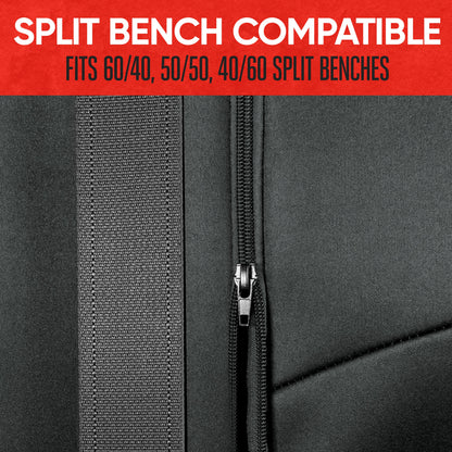 Motor Trend SpillGuard Wasserdichter Hintersitz Bench Car Seat Cover, All Charcoal Stitching - Split Bench Hintersitz Protector mit Neopren-Padding, Rücksitz Abdeckung für Kinder & Hunde, Auto-Innenraum Abdeckungen