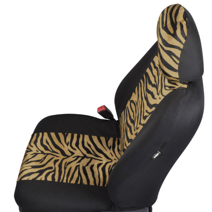 BDK 12-Piece Brown Tiger Vordersitze, Rücksitze, Sitzgurtpads und Lenkradabdeckung (Fits 14.5' - 15.5')