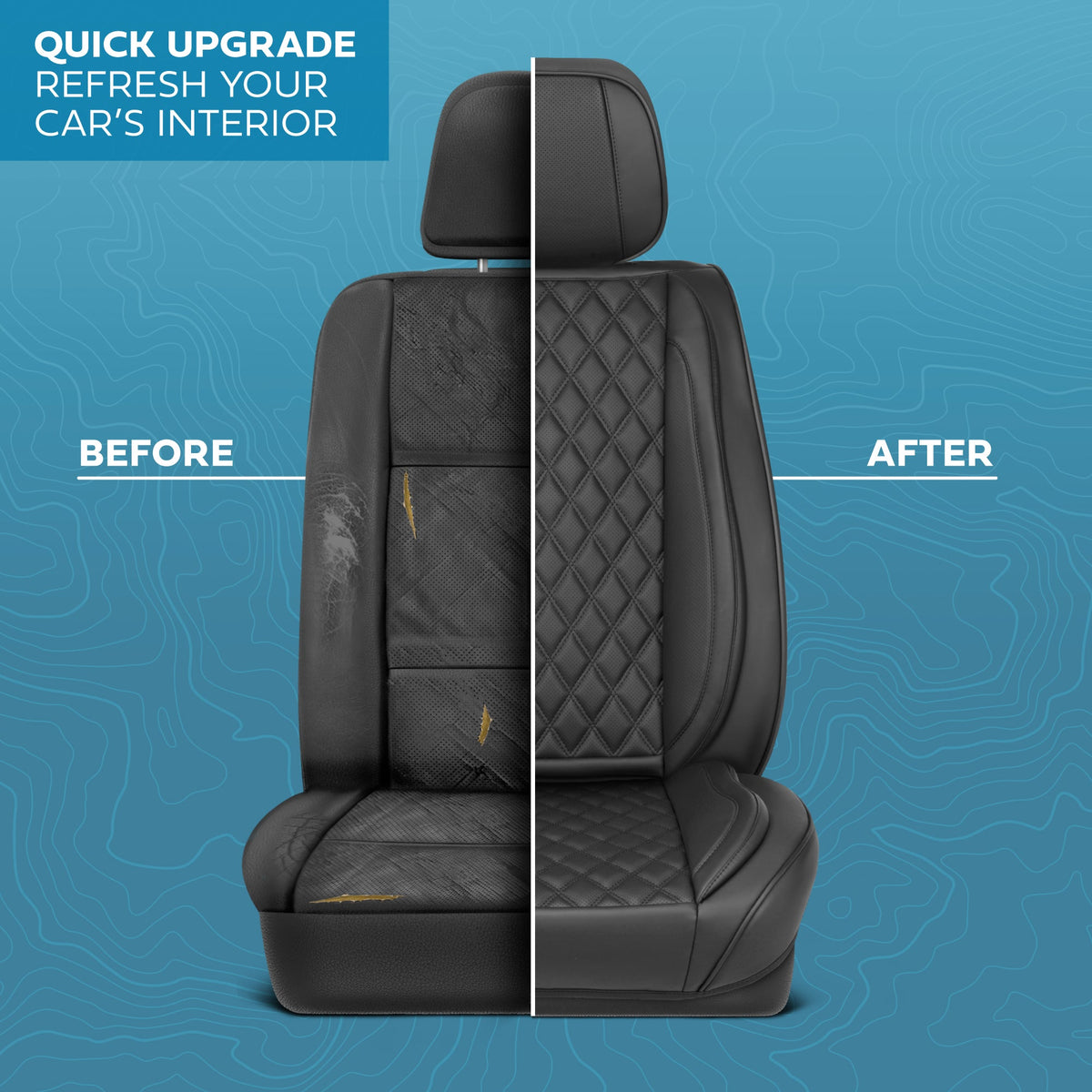 MotorBox Elite Edition Faux Ledersitz Abdeckungen für Autos, LKW und SUV - 2 schwarze Autositz Abdeckungen für Vordersitze - Universal Fit Car Zubehör Automotive Interior Cover Protector für die meisten Fahrzeuge