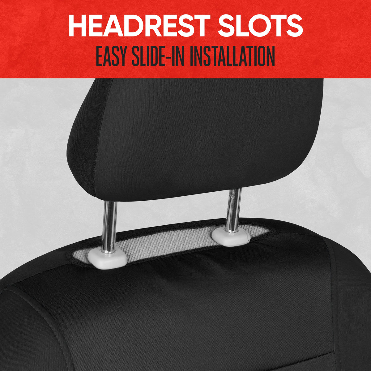 Motor Trend Black Tuch Autositz Abdeckungen für Vordersitze - Premium Automotive Bucket Seat Abdeckungen, Hergestellt für Fahrzeuge mit abnehmbaren Kopfstützen, Innenabdeckungen für PKW Van SUV