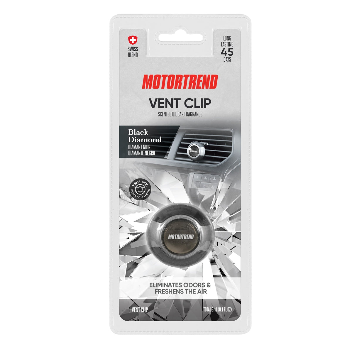 Motor Trend AF-301 (2 Count) Car Air Freshener Vent Clip für Car Truck Van SUV, Home & Küche, langanhaltender Geruchsbeseitiger, Duftölduft-Diffusor - Duft Black Diamond, 2 Count