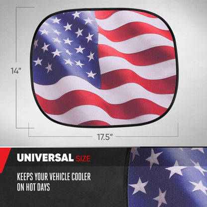MotorTrend 2-Pack EasyCling Amerikanisches US-Flaggenfenster Sonnenschirme (18' x 14')