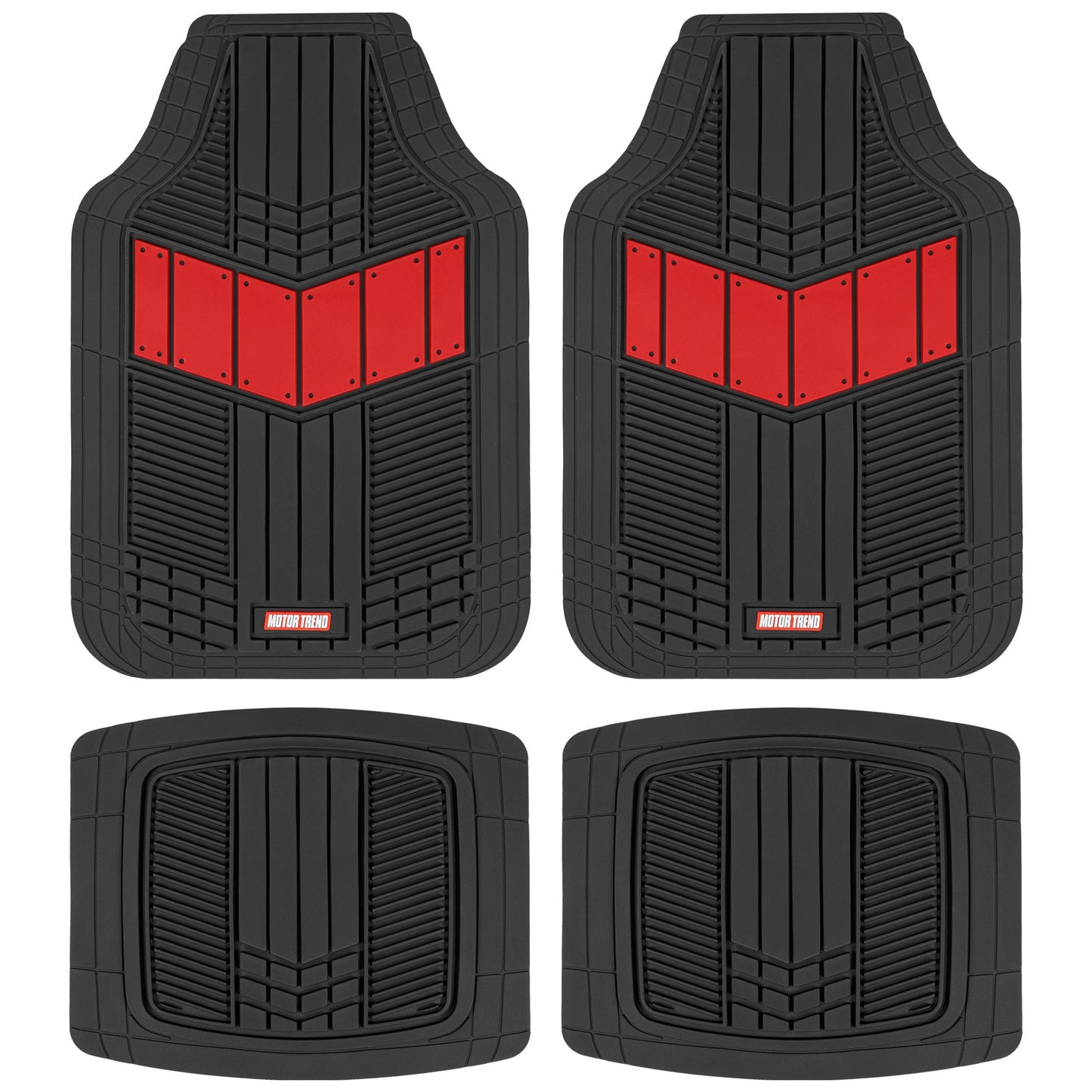 MotorTrend 4-Piece DualFlex Deep Drainage Kanäle Vorderbodenmatten und Hinterbodenmatten - Heavy Duty, All Weather, Trimmen Sie, um zu passen