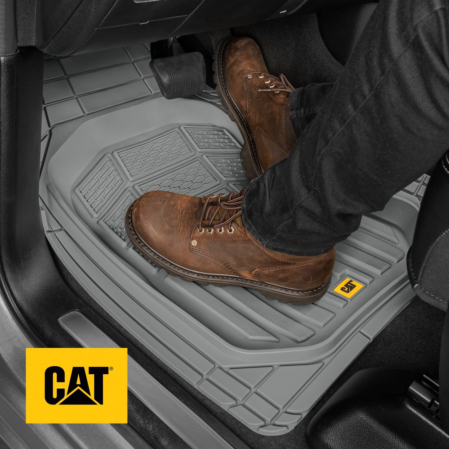 CAT 3-Piece Deep Dish Vorderbodenmatten und Hinterbodenmatten - Heavy Duty, All Weather, Trimm to Fit