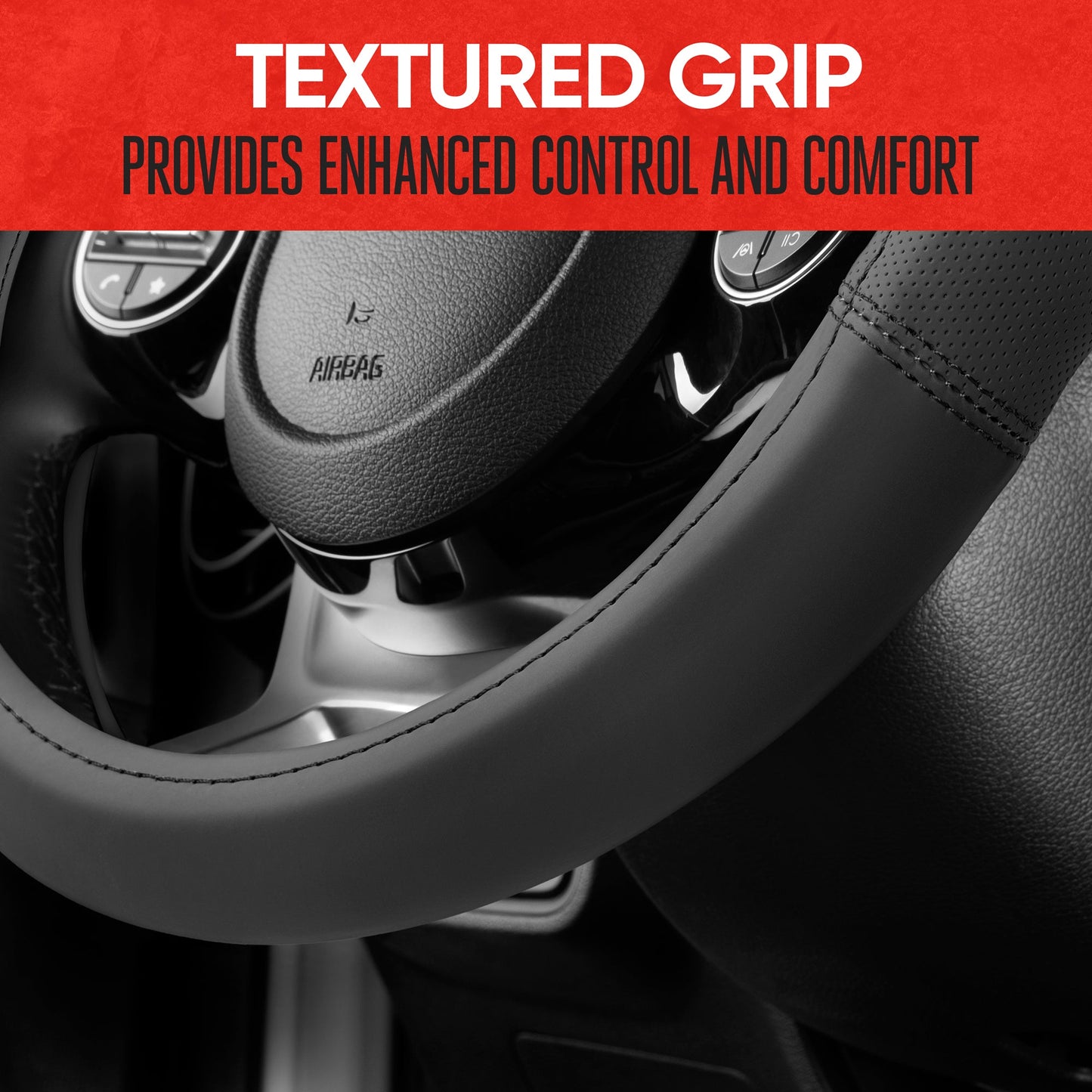 MotorTrend SoftTouch Advanced Traction Grip Lenkrad Abdeckung (Fits 14.5' - 15.5')