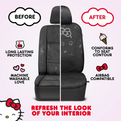 Hello Kitty Car Seat Covers - Cute Front Seat Covers, PU Ledersitz Abdeckungen für Autos, SUV, Van, Trucks, Hello Kitty Car Zubehör 2pc Schwarz