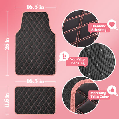 Carbella 4-teilige DiamondLuxe Vorderbodenmatten und Hinterbodenmatten - Pink