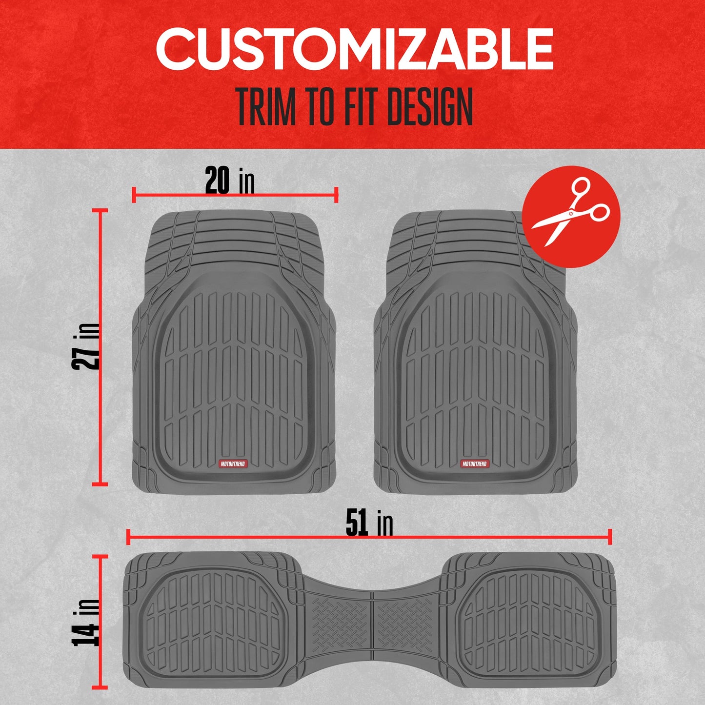 MotorTrend 4-Piece 3-Rows FlexTough Deep Dish Vorderbodenmatten, Mittelbodenmatten und Hinterbodenmatte