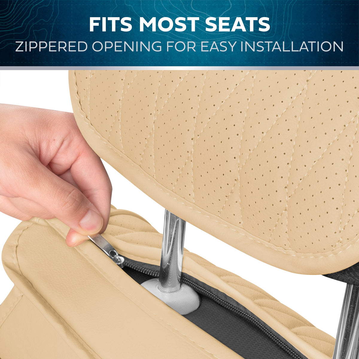 Car Seat Covers - DiamondLux Edition Premium Faux Leather Seat Protectors - Doppelkreuz-Nähte gepolsterte Automobilzubehör für LKW, SUVs, Autos - Front Seat Set